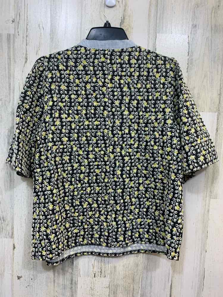 PRE-OWNED VOCAL Tops Size M BLACK/YELLOW/GREEN/BLUE/WHITE Floral Blouse/FLORAL S