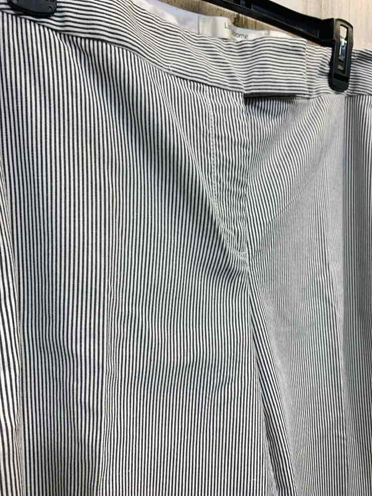 PRE-OWNED Size 16P LIZ CLAIBORNE BLK/WHT STRIPES WIDE LEG Pants/2 FRONT POCKETS
