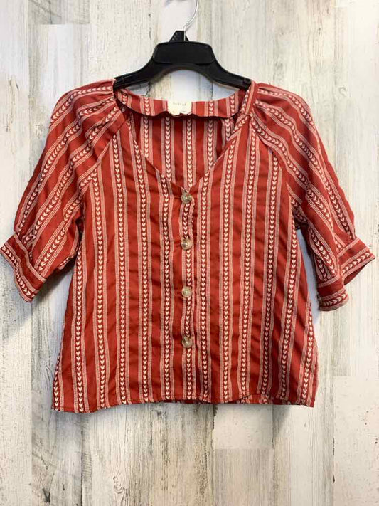 HARPER Tops Size XS RUST/WHT Stripe SHORT SLEEVES TOP