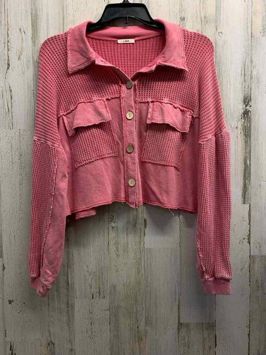 PRE-OWNED J. HER Tops Size S Pink ACID WASH LONG SLEEVES TOP/LONG SLEEVE ACID WA