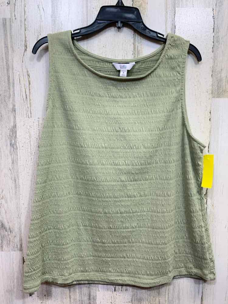 PRE-OWNED CROFT & BARROW PLUS SIZES Size 1X Olive SLEEVELESS Blouse