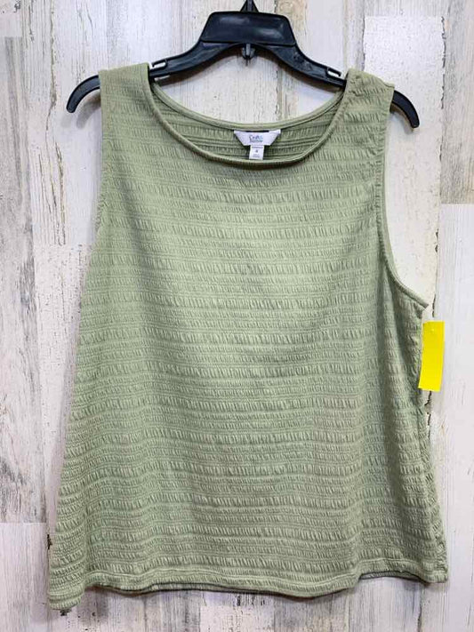 PRE-OWNED CROFT & BARROW PLUS SIZES Size 1X Olive SLEEVELESS Blouse