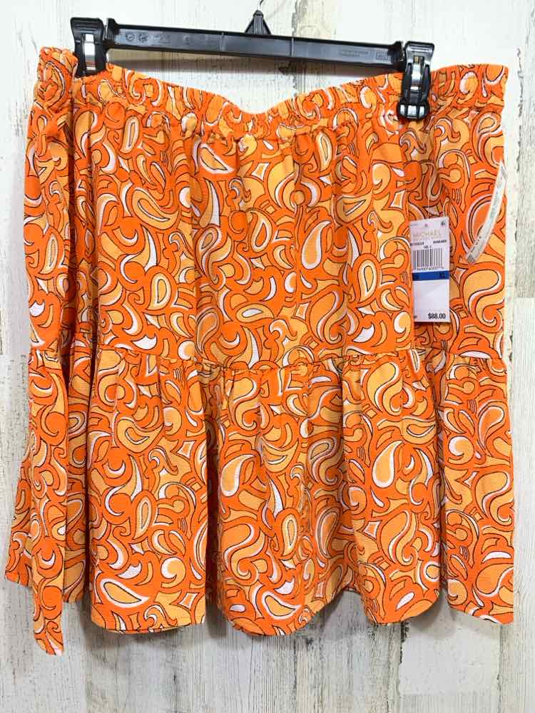 NWT MICHAEL KORS XL Dresses and Skirts org/wht Paisley TIERED Mini