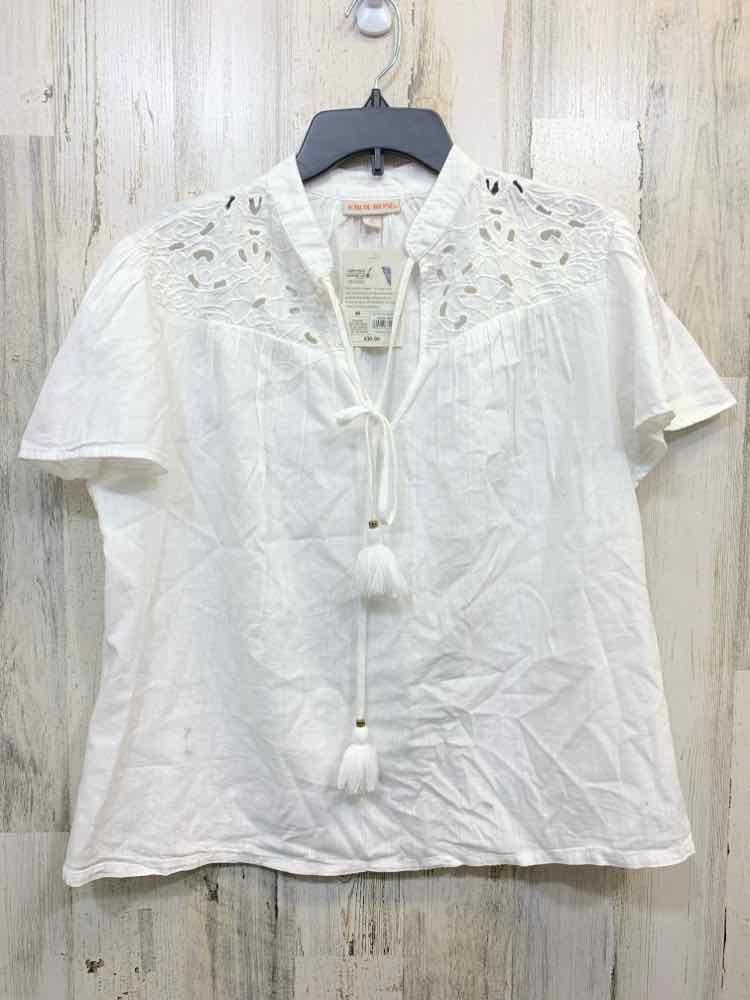NWT KNOX ROSE Tops Size M WHT Solid BELL SLEEVES Blouse