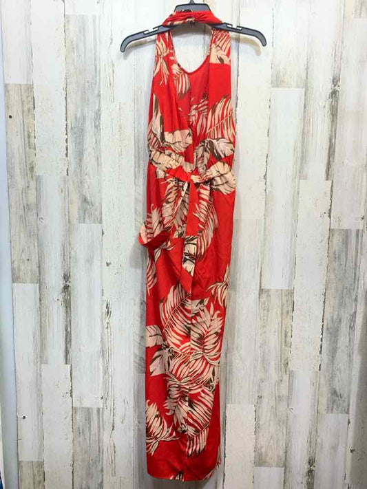 PRE-OWNED Size S Dresses and Skirts RED/BGE LEAVES HALTER Jumper