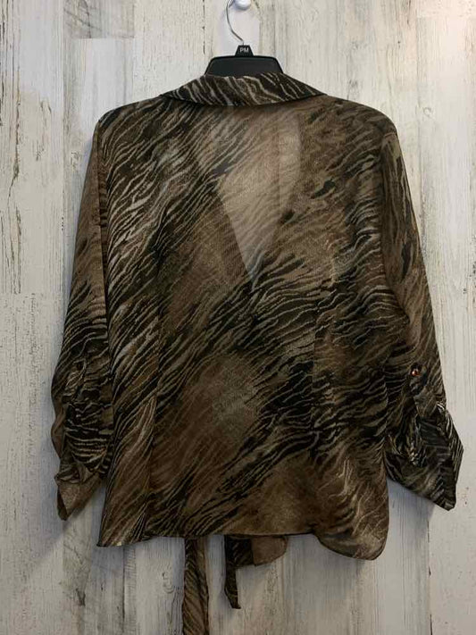EMMA JAMES Tops Size 16 Tan SHEER ZEBRA 3/4 LENGTH Shirt