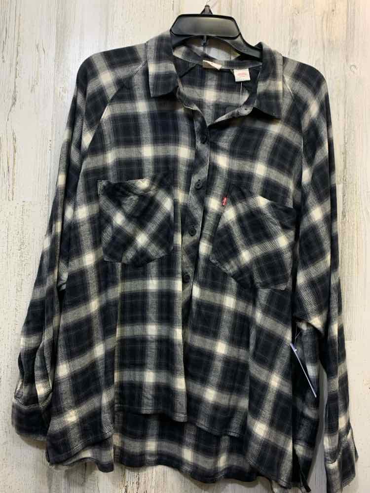 NWT Levi Strauss & Co Tops Size XL BLK/GRAY/WHT Plaid LONG SLEEVES Shirt