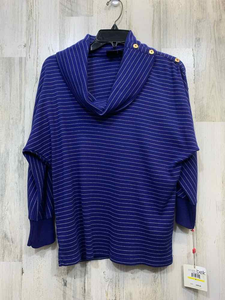 NWT RAFAELLA Tops Size M ROYAL BLU/GOLD Stripe COWL NECK TOP