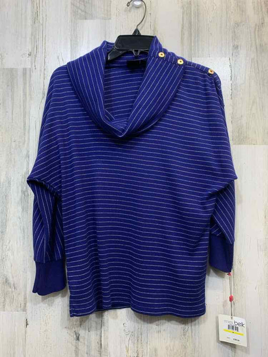 NWT RAFAELLA Tops Size M ROYAL BLU/GOLD Stripe COWL NECK TOP
