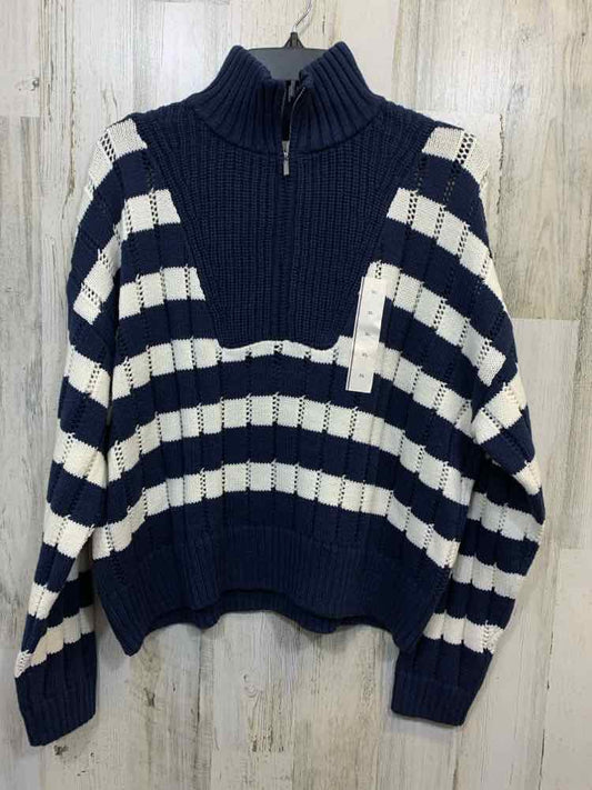 NWT A NEW DAY Tops Size XL CrM/NVY LONG SLEEVES 1/2 ZIP UP BIB SWEATER