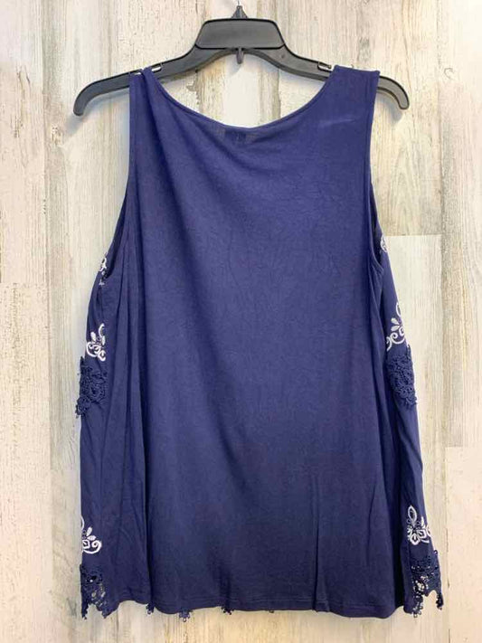 CATO Tops Size L NAVY/WHT SLEEVELESS TOP