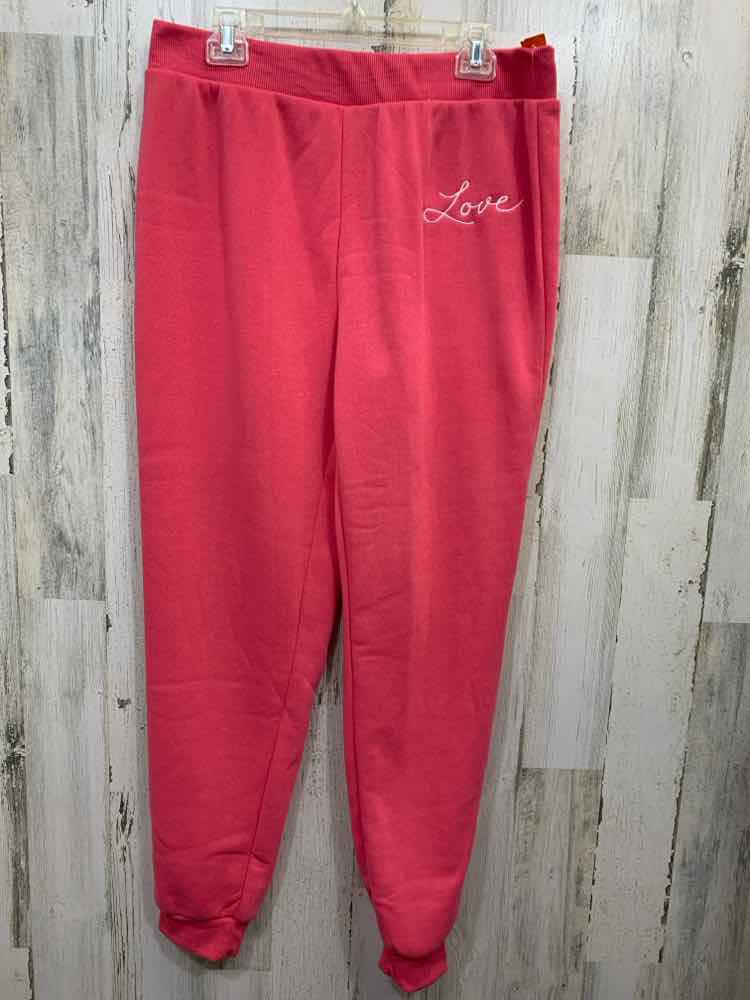PRE-OWNED BOBBY & BROOKS BOTTOMS L PINK/WHITE JOGGER Activewear Bottom/LOVE EMBR