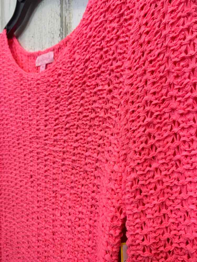 PRE-OWNED LILLY PULITZER Tops Size XS HOT PINK Eyelet 3/4 SLEEVE Blouse