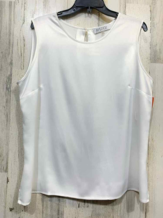 PRE-OWNED KASPER Size XL Tops White Satin SLEEVELESS SCOOP NECKLINE BLOUSE