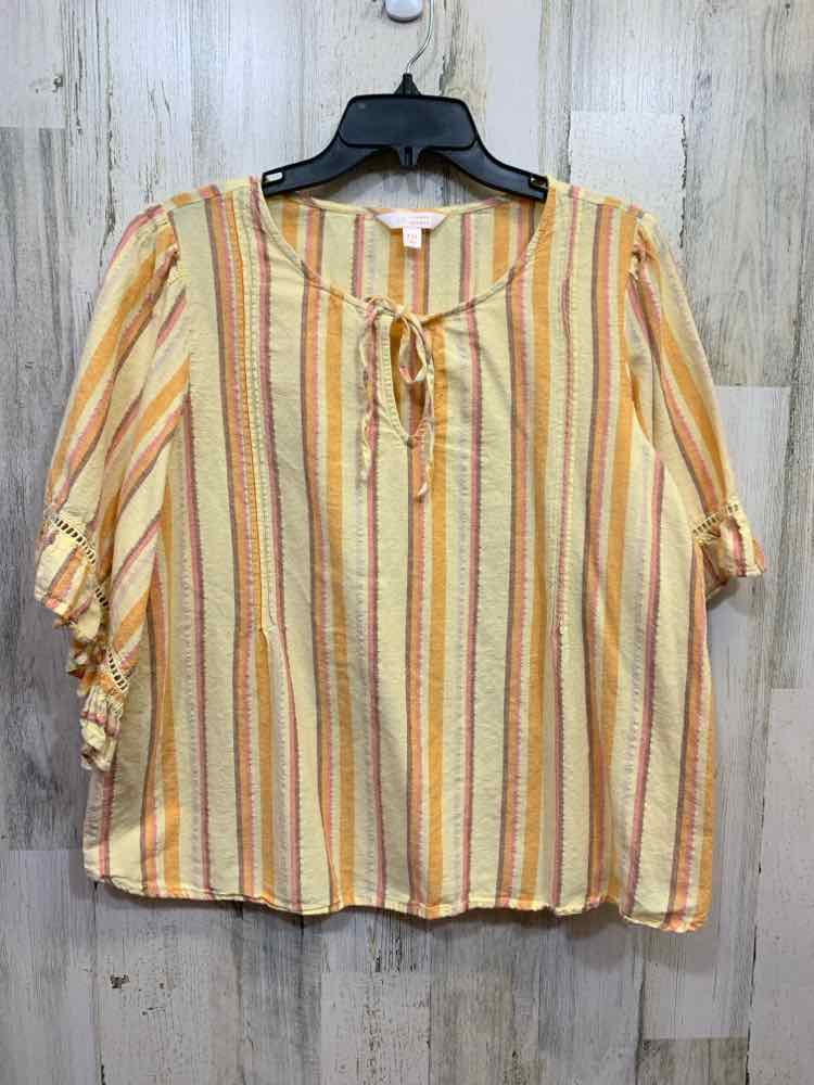 PRE-OWNED LAUREN CONRAD Tops Size XXL YLOW/ORNG/CORAL Stripe Blouse