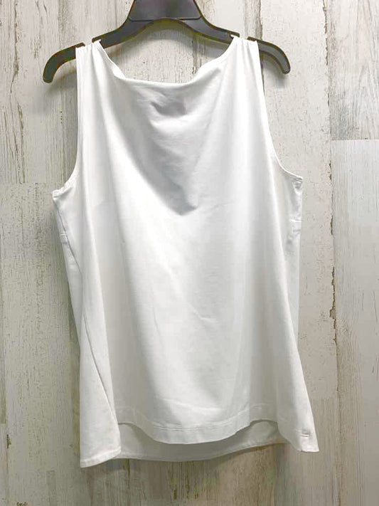 PRE-OWNED CHICO'S Tops Size 2 /L White Solid TANK TOP Tank Top