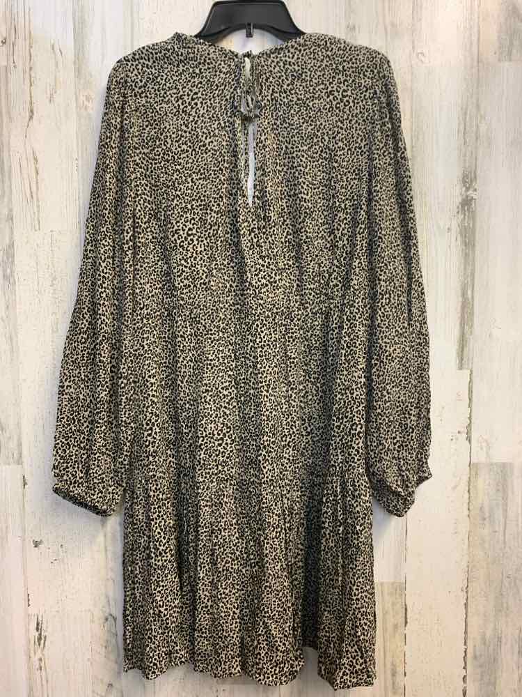 NWT A NEW DAY PLUS SIZES Size 1X TAN/BLK CHEETAH PRINT LONG SLEEVES Dress