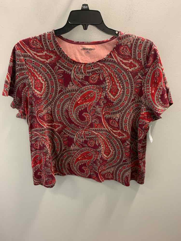 CROFT & BARROW PLUS SIZES Size 3X RED/BRN Floral TOP