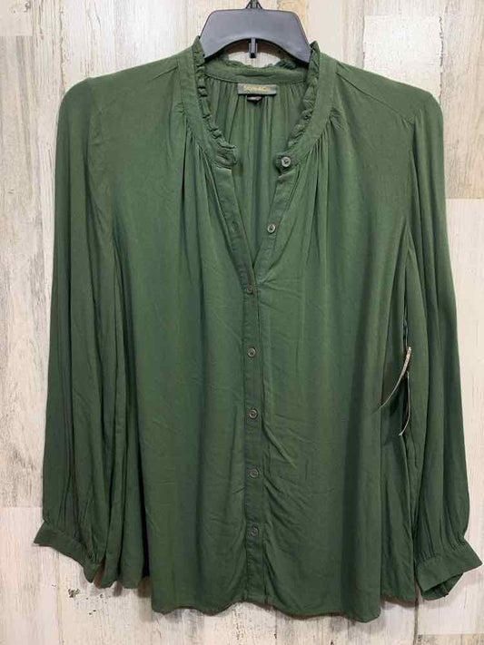 NWT STYLE & CO Tops Size 1X Green Solid LONG SLEEVE Blouse