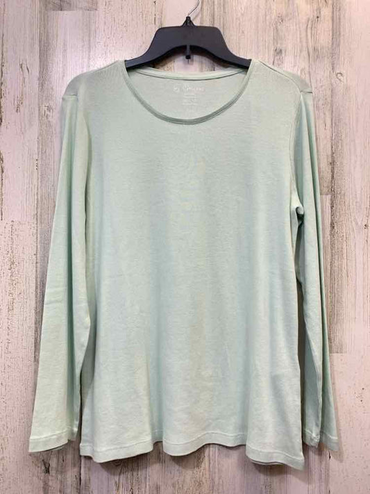 NWT CHICOS Tops Size 2 PASTEL GREEN Solid LONG SLEEVES TOP