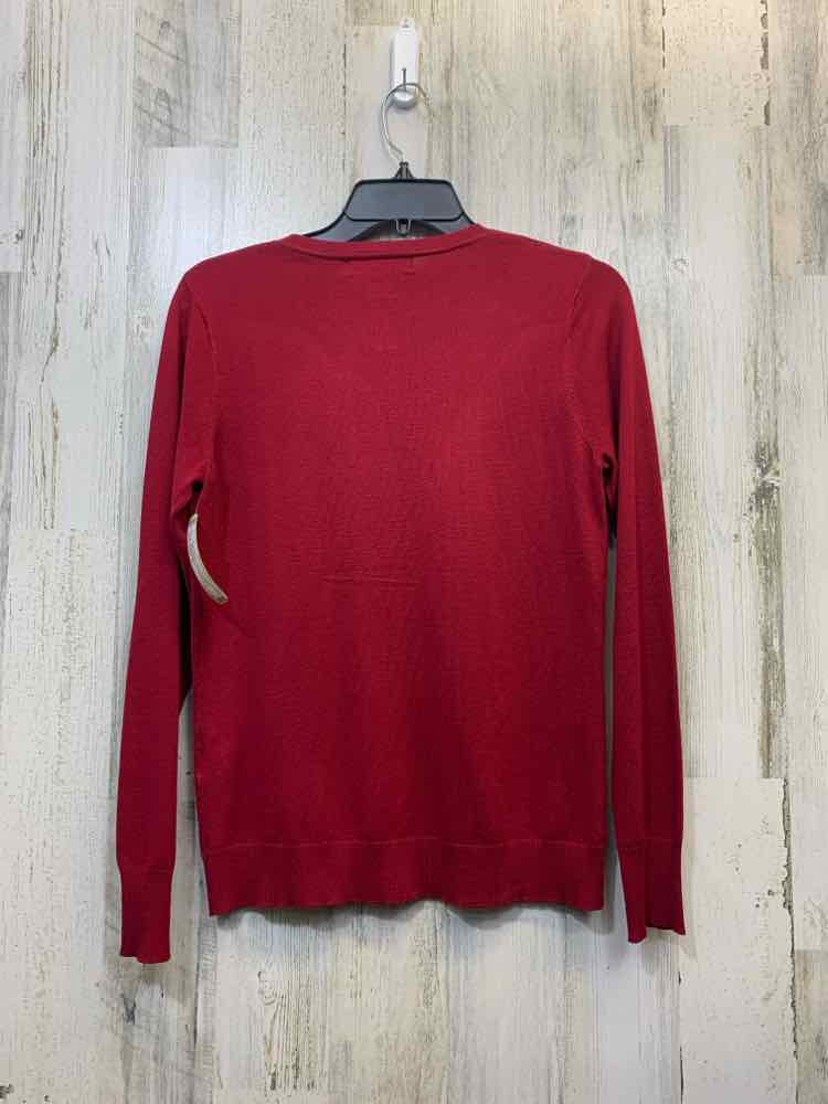 PRE-OWNED AUGUST SILK Tops Size S Red Solid SWEATER Sweater/RED BUTTON UP SWEATE