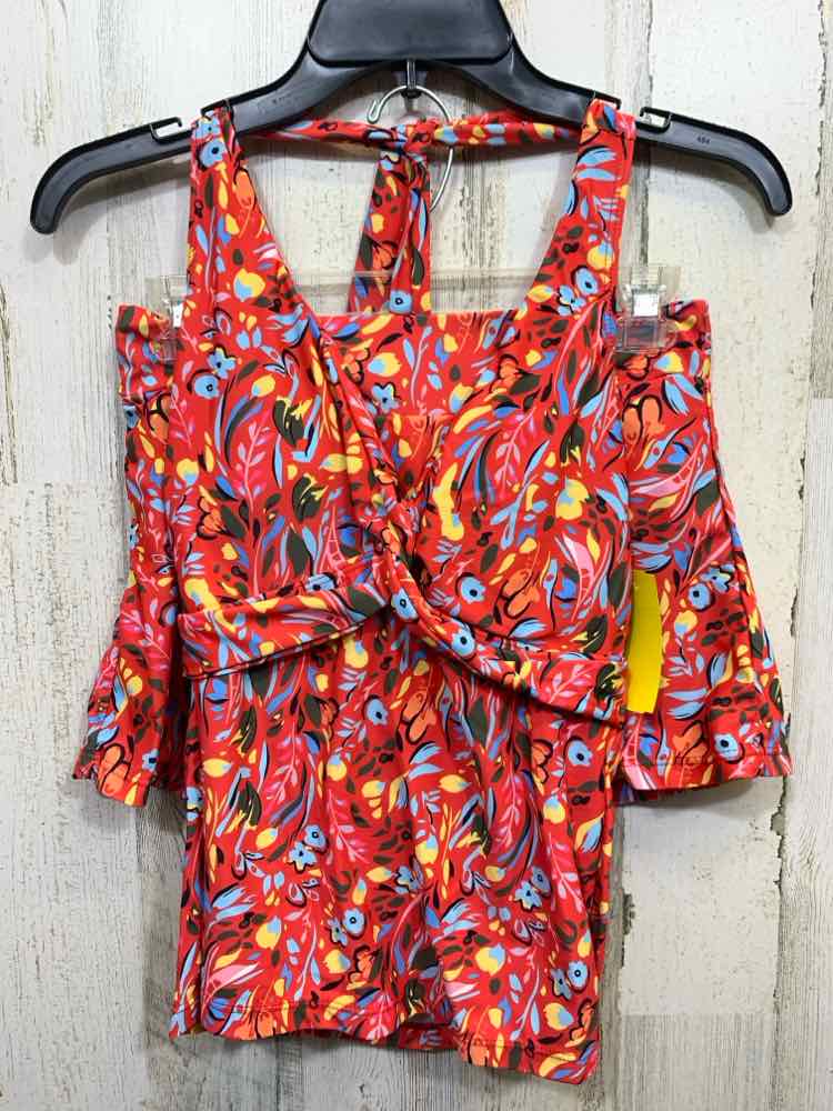 PRE-OWNED Swimwear Size S/2PC HALTER STYLE BLOUSON W/ CENTER TWIST GATHERING & S