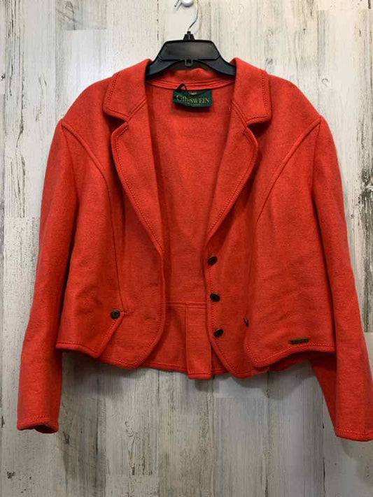 PRE-OWNED GIESSWEIN Size 18 CORAL Solid BLAZER Jacket/CORAL BLAZER BUTTON UP