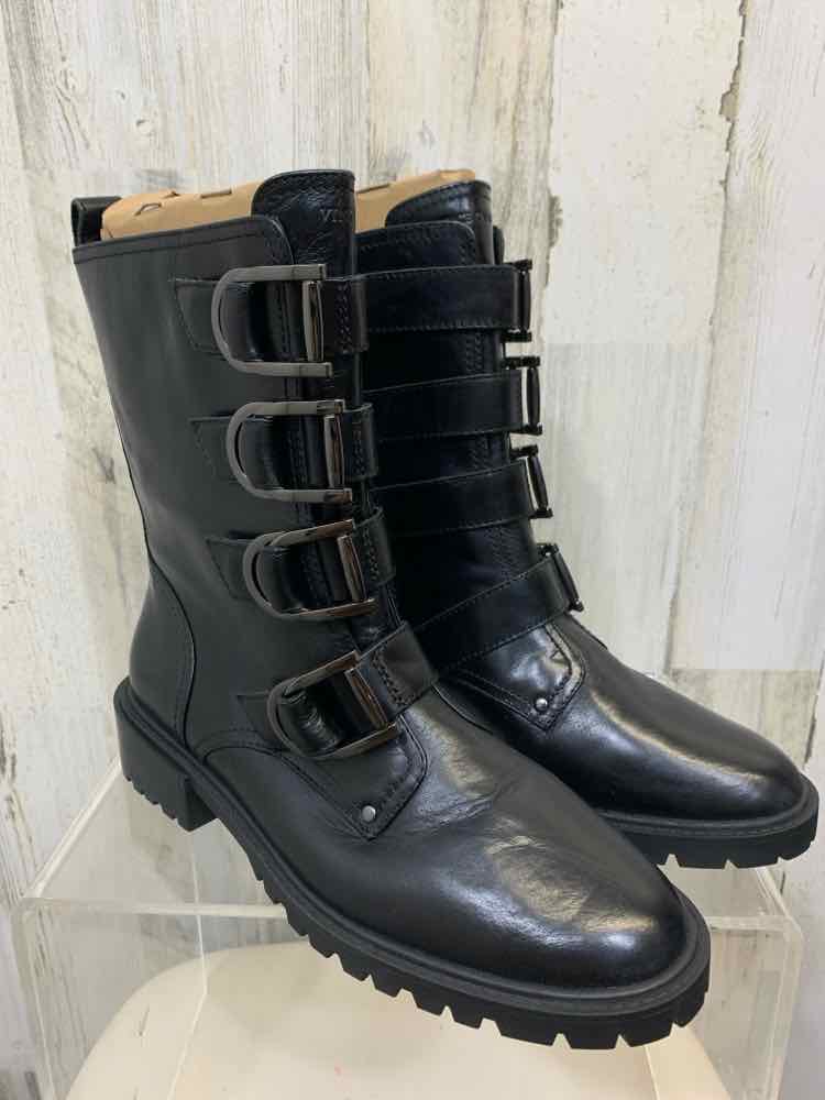 NWT VINCE CAMUTO SHOES Shoe Size 9.5 Black BUCKLES BOTTOM Shoes/BLACK COMBAT BOO