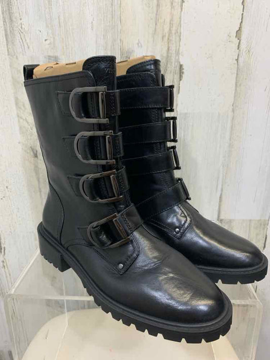 NWT VINCE CAMUTO SHOES Shoe Size 9.5 Black BUCKLES BOTTOM Shoes/BLACK COMBAT BOO