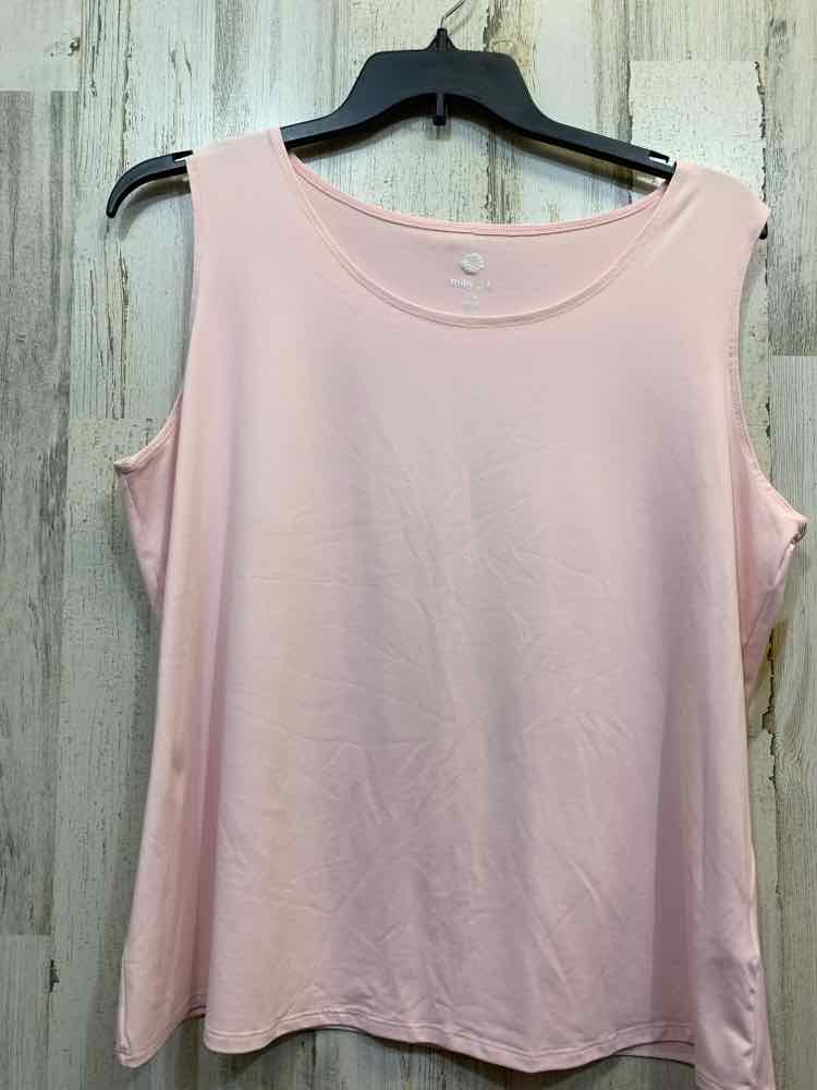 PRE-OWNED RUBY RD Tops Size 1X Pink Solid SLEEVELESS Tank Top
