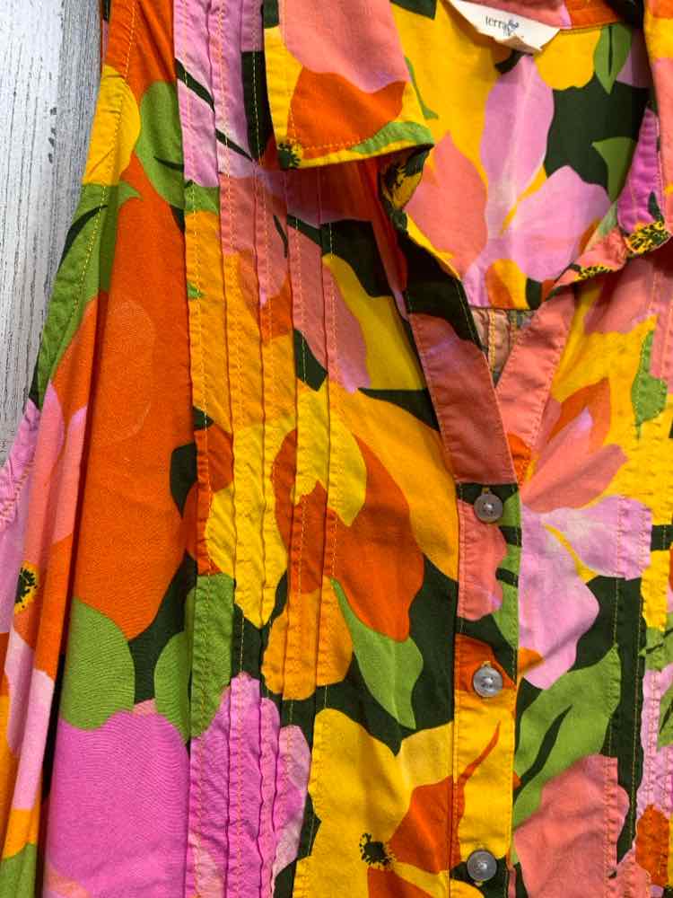 PRE-OWNED TERRA & SKY PLUS SIZES Size 14W BLK/ORNG Floral SLEEVELESS BUTTO Shirt