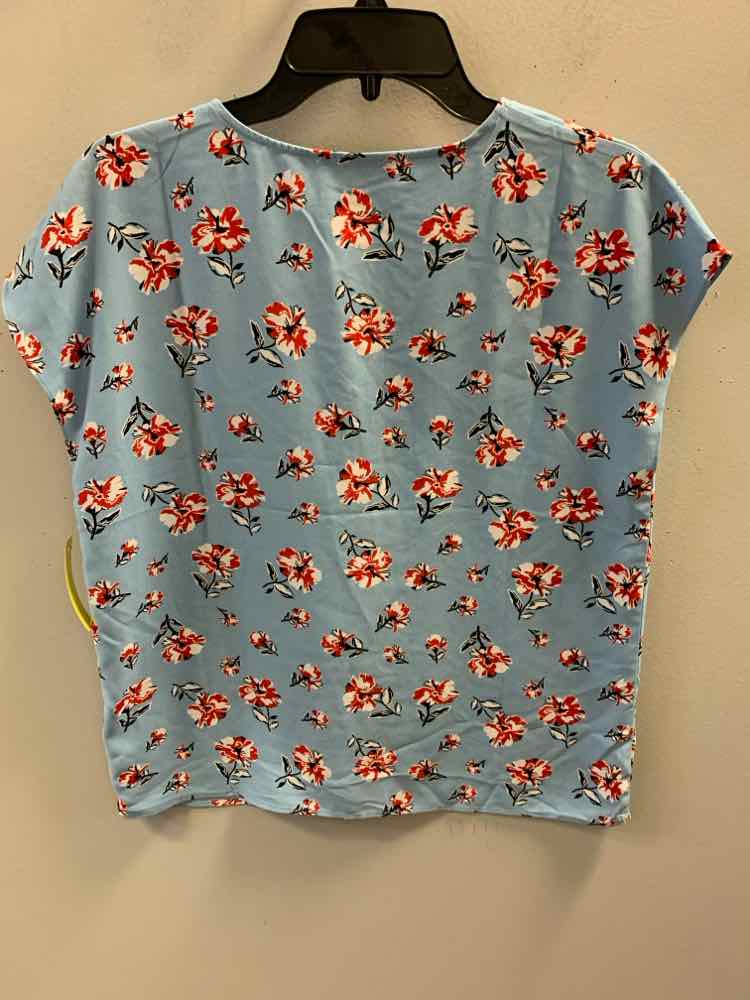 HILARY RADLEY Tops Size S BLU/RED/BLK Floral CAP SLEEVE TOP