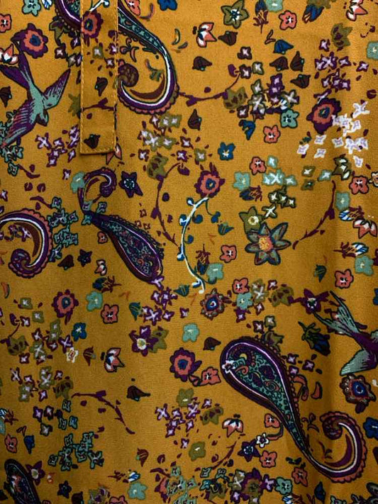 PRE-OWNED BLACK RAINN PLUS SIZES Size 2X Mustard Floral LONG SLEEVES TOP/TUNIC