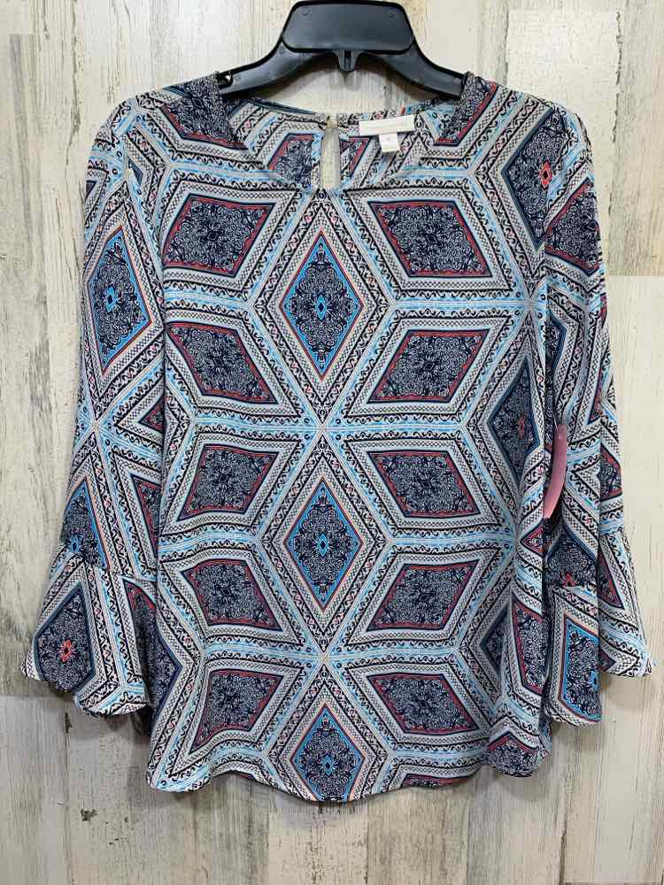 PRE-OWNED CHARTER CLUB Tops Size M BLUE/RED 3/4 SLEEVE Blouse
