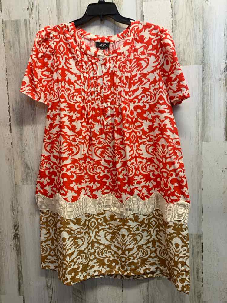 NWT GIGIO Dresses and Skirts Size L RED/CREAM/TAN ABSTRACT SUNDRESS Dress