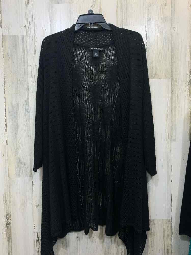 LAUREN MICHELLE PLUS SIZES Size 2X Black CROCHET CARDIGAN Cardigan