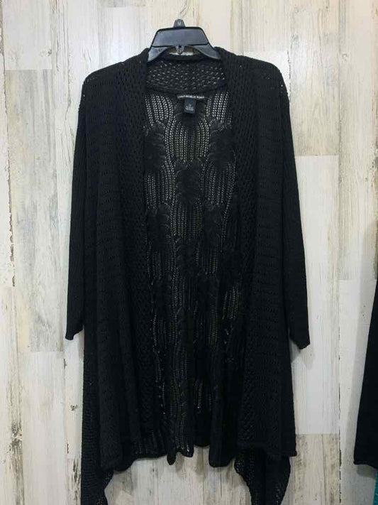 LAUREN MICHELLE PLUS SIZES Size 2X Black CROCHET CARDIGAN Cardigan