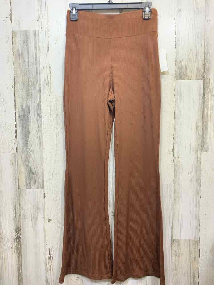 NWT Size M PLANET GOLD BOTTOMS Brown RIBBED FLARE LEG Pants