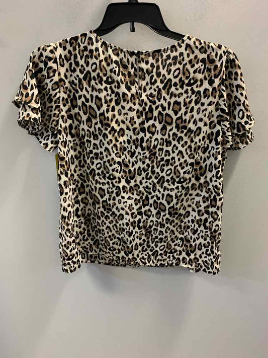 NWT PLEIONE Tops Size L BLK/TAN/BGE LEOPARD TOP