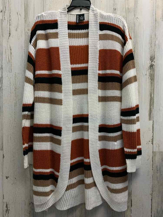 PRE-OWNED Kristin Nicole PLUS SIZES Size 1X WHITE/BLACK/PUMPKIN/TAN Cardigan/LON