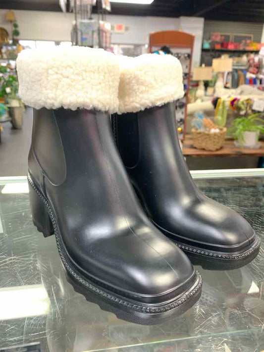 NWT INC SHOES Shoe Size 8 Black Rubber KNEE HIGH RAIN BOOTS W/FAUX FUR TOP