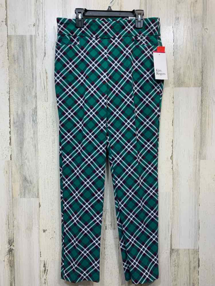 NWT Size 6P KIM ROGERS BOTTOMS GRN/WHT Plaid TAPERED Pants