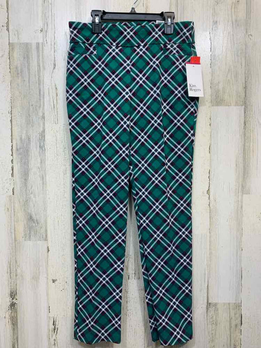 NWT Size 6P KIM ROGERS BOTTOMS GRN/WHT Plaid TAPERED Pants