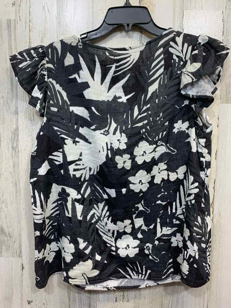 NWT WONDERLY Tops Size L GRAY/WHITE TROPICAL SHORT SLEEVES Shirt/SHORT SLEEVE TR