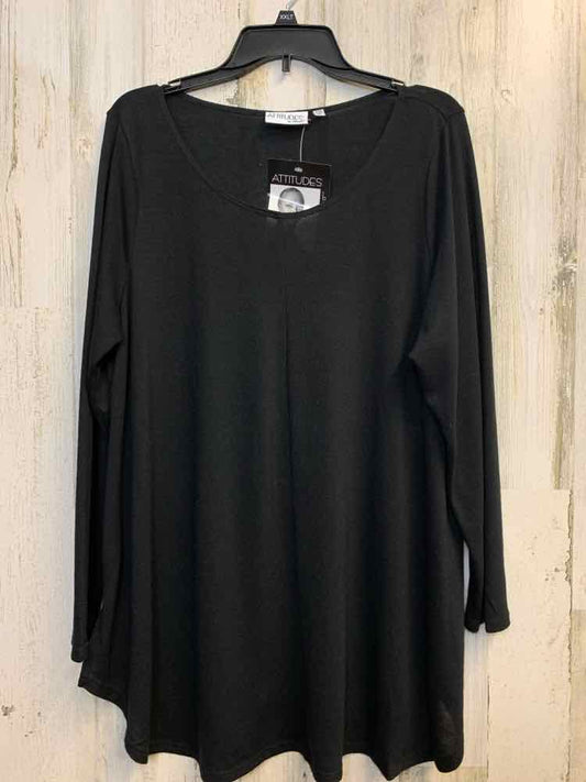 NWT ATTITUDES PLUS SIZES Size 1X Black LONG SLEEVES TOP
