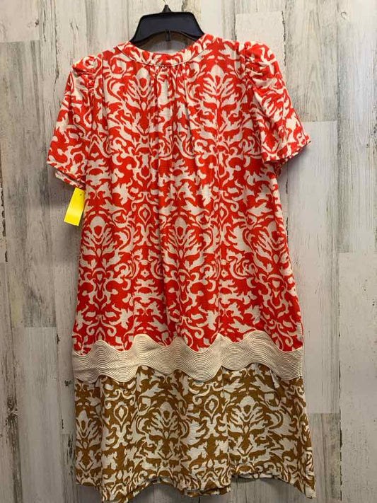 NWT GIGIO Dresses and Skirts Size M RED/CREAM/TAN ABSTRACT SUNDRESS Dress/RED/CR