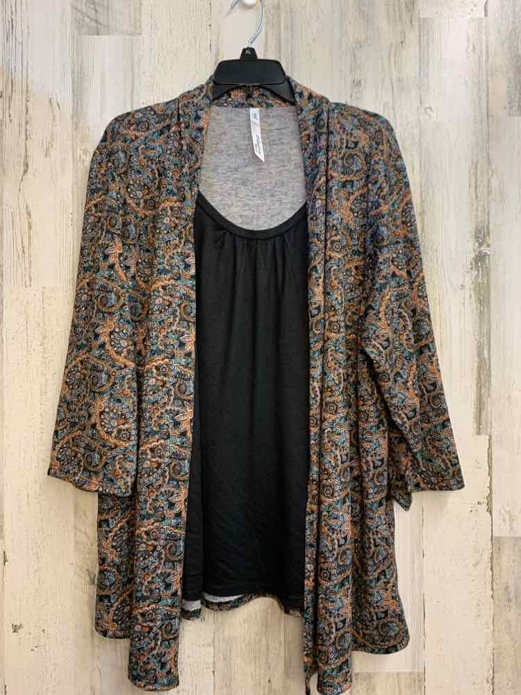 NWT NY COLLECTION PLUS SIZES Size 3X BLK/BRN/GRN Paisley 3/4 LENGTH TOP