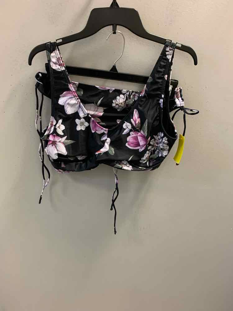 PLUS SIZES Size 2XL BLK/PUR/WHT Floral Swimsuit