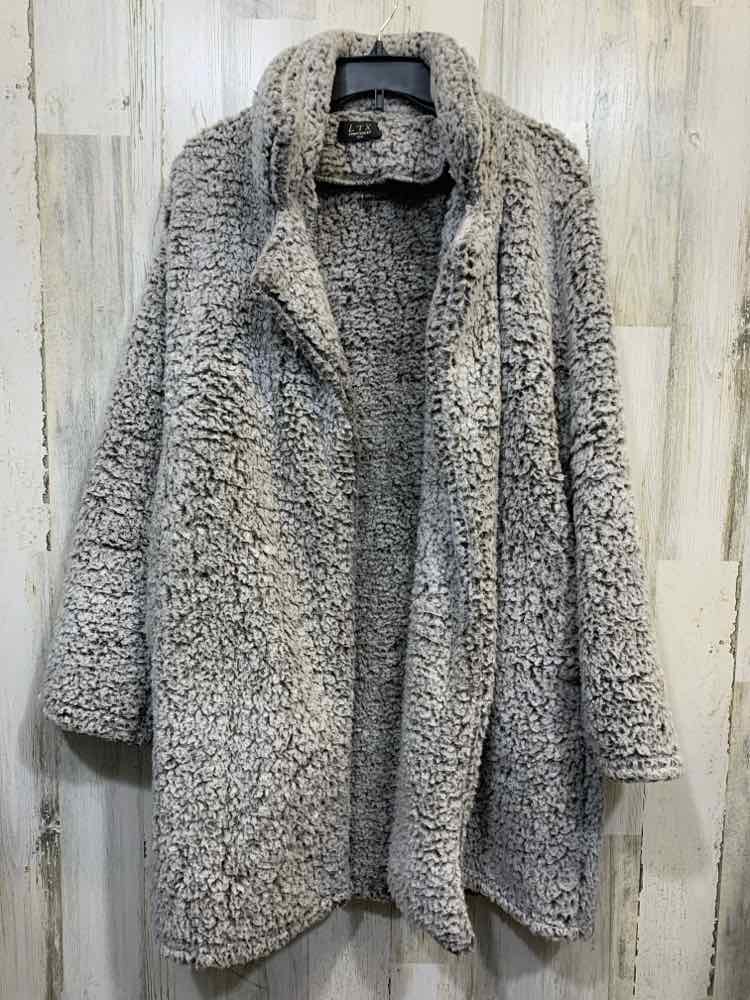 PRE-OWNED LTX JACKETS / COATS Gray SHERPA COAT Coat/OPEN FRONT GRAY SHERPA COAT