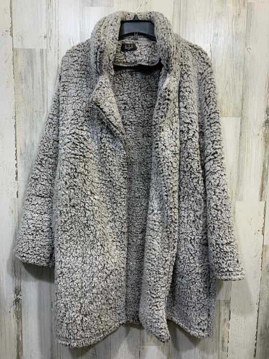 PRE-OWNED LTX JACKETS / COATS Gray SHERPA COAT Coat/OPEN FRONT GRAY SHERPA COAT